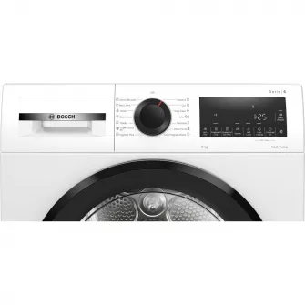 Uscator de rufe Bosch WQG243DNBY, Pompa de caldura, 9 Kg, 14 programe, AutoDry, EcoSilence Drive, Clasa C, Alb