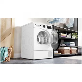 Uscator de rufe Bosch WQG24501BY, Pompa de caldura, 9 Kg, 14 programe, Condensator cu autocuratare, AutoDry, AntiVibration, Clasa D, Alb