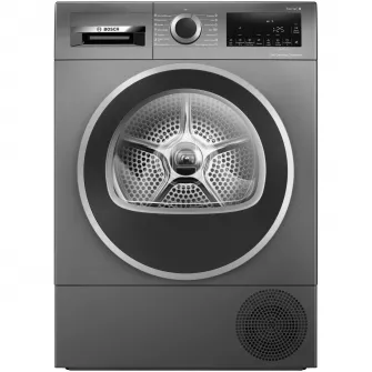 Uscator de rufe Bosch WQG245DREU, Pompa de caldura, 9 Kg, 14 programe, AutoDry, Condensator cu autocuratare, EcoSilence Drive, Clasa C, Argintiu