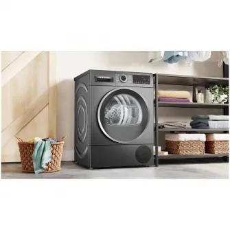 Uscator de rufe Bosch WQG245DREU, Pompa de caldura, 9 Kg, 14 programe, AutoDry, Condensator cu autocuratare, EcoSilence Drive, Clasa C, Argintiu