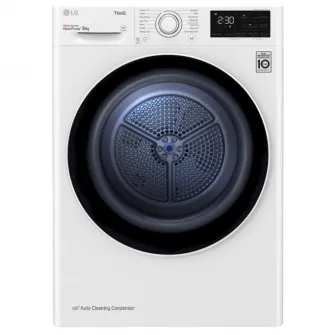 Uscator de rufe LG RH80V3AV6N, Pompa de caldura DUAL Inverter, 8 kg, 14 programe, Clasa A++, Auto-curatare condensator, Eco Hybrid, ThinQ, Alb