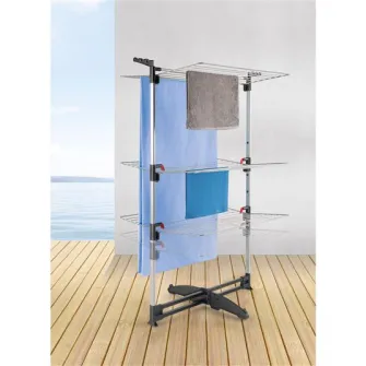 Uscator de rufe vertical Metaltex, model Ciclone Vario, 3 nivele, pliabil, suporturi pentru umerase, 40 m