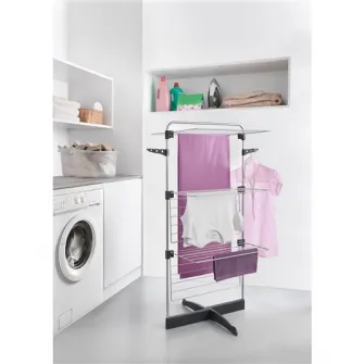 Uscator de rufe vertical Metaltex, model Thunder, 3 nivele, pliabil, suport umerase, 22 m