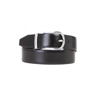 Valentino Bags, Curea de piele cu catarama metalica, Negru, Bleumarin, 120