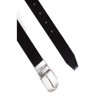Valentino Bags, Curea de piele cu catarama metalica, Negru, Bleumarin, 120