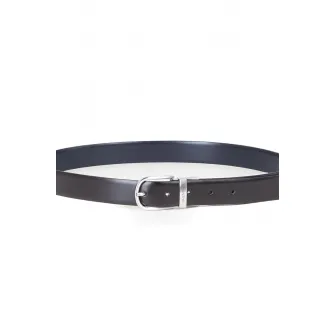 Valentino Bags, Curea de piele cu catarama metalica, Negru, Bleumarin, 120