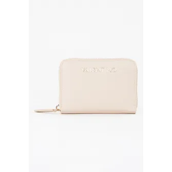 Valentino Bags, Portofel de piele ecologica cu fermoar Alexia, Crem