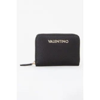 Valentino Bags, Portofel de piele ecologica cu fermoar Alexia, Negru