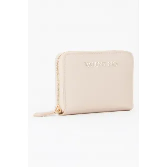 Valentino Bags, Portofel de piele ecologica cu fermoar Alexia, Crem