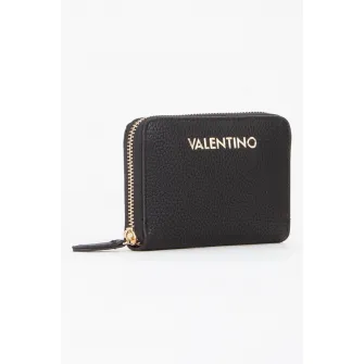 Valentino Bags, Portofel de piele ecologica cu fermoar Alexia, Negru