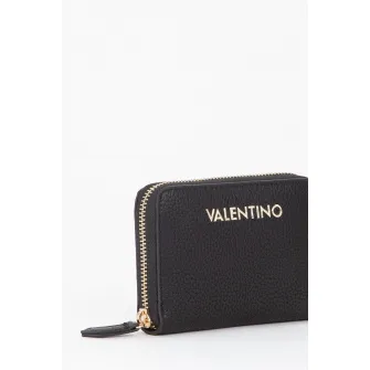 Valentino Bags, Portofel de piele ecologica cu fermoar Alexia, Negru