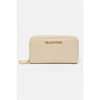 Valentino Bags, Portofel de piele ecologica cu fermoar Divina, Auriu, Bej