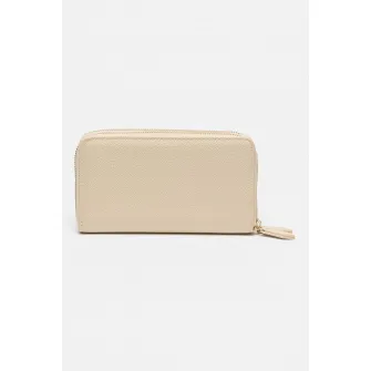 Valentino Bags, Portofel de piele ecologica cu fermoar Divina, Auriu, Bej