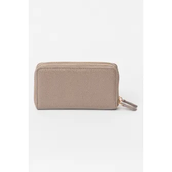 Valentino Bags, Portofel de piele ecologica cu fermoar Divina, Maro taupe