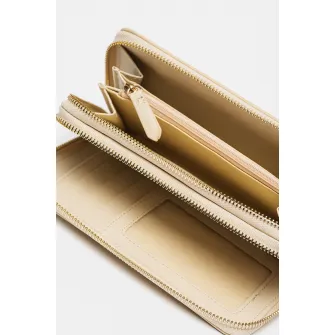 Valentino Bags, Portofel de piele ecologica cu fermoar Divina, Auriu, Bej