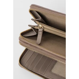 Valentino Bags, Portofel de piele ecologica cu fermoar Divina, Maro taupe