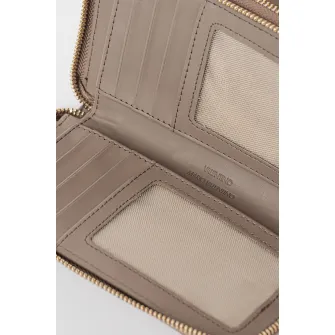 Valentino Bags, Portofel de piele ecologica cu fermoar Divina, Maro taupe