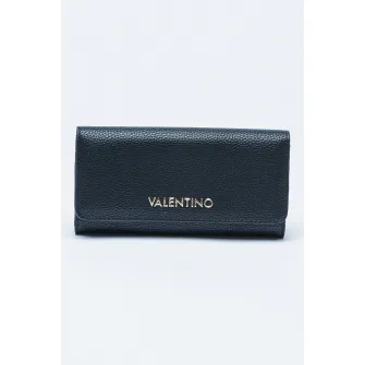 Valentino Bags, Portofel din piele ecologica cu logo metalic Brixton, Negru