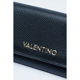 Valentino Bags, Portofel din piele ecologica cu logo metalic Brixton, Negru