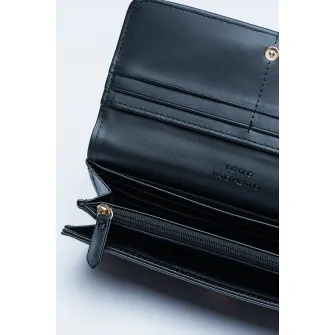 Valentino Bags, Portofel din piele ecologica cu logo metalic Brixton, Negru