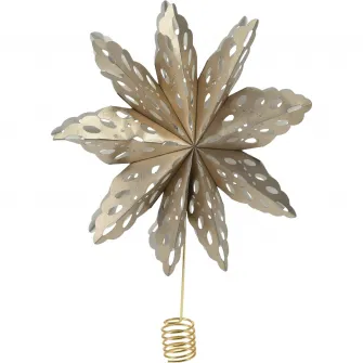 Varf decorativ pentru brad Star, 30x23x9 cm, hartie/metal, finisaj perlat, auriu