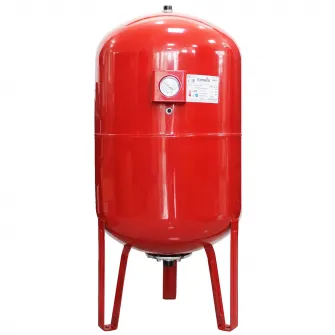 Vas expansiune termic Fornello, 100 litri, vertical, cu picioare si manometru, culoare rosu, presiune maxima 10 bar, membrana EPDM