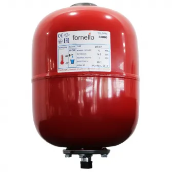 Vas expansiune termic Fornello, 8 litri, vertical, culoare rosu, presiune maxima 10 bar, membrana EPDM