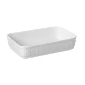 Vas rustic dreptunghiular pentru cuptor Hendi, portelan rezistent pana la 600 gr C, 37,5x26x(H)7,5 cm