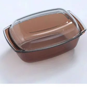 Vas termorezistent rectangular Simax Amber, cu capac sticla, 33 x 21 x 17 cm, 3.5 L / 1.6 L