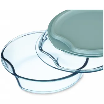 Vas termorezistent rotund Simax, cu capac sticla si capac plastic, 28 x 27 x 11 cm, 2.5 L / 1.5 L
