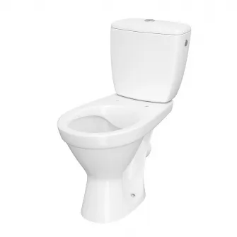 Vas WC compact Cersanit Cersania 695, K11-2337, Simple ON, evacuare orizontala, cu capac, inchidere lenta, rezervor 3/6 l