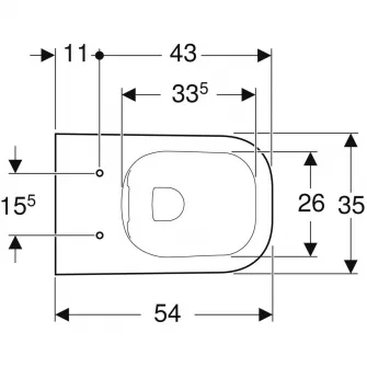 Vas WC suspendat Geberit Selnova Square Premium, RimfreeВ®, cu spalare verticala, forma partial inchisa, 54cm, Alb