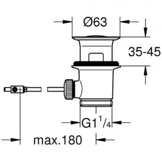Ventil cu tija Grohe 28910000, universal, 1 1/4'', pentru lavoar sau bideu cu preaplin, alama, crom