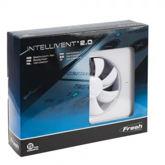 Ventilator baie FRESH Intellivent 2.0 de culoare alba, Garantie 5 ani, Silentios, Timer reglabil, Auto-control al umiditatii, Consum 5 W, 134mc/h, Maxim 21 dB(A), Fabricatie Suedia