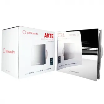 Ventilator baie Turbionaire ARTE 100 SC, clapeta antiretur, aspiratie perimetrala, IPX4, 100 mm, Crom