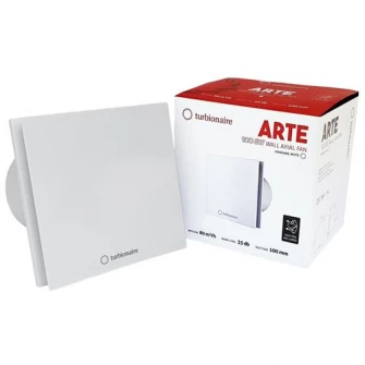 Ventilator baie Turbionaire ARTE 100 SW, clapeta antiretur, aspiratie perimetrala, IPX4, 100 mm, Alb