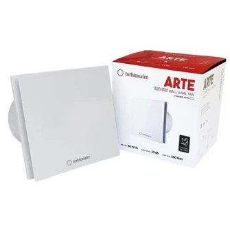 Ventilator baie Turbionaire ARTE 100 TW, Alb, timer, clapeta antiretur, aspiratie perimetrala, IPX4, 100 mm, Alb
