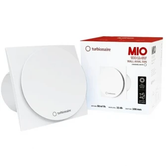 Ventilator baie Turbionaire MIO 100 LL-TW, timer, clapeta antiretur, motor Long Life, IPX4, 100 mm, Alb