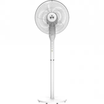 Ventilator cu picior Heinner HSF-L360WH, 2 in 1, 65W, inaltime ajustabila, functie oscilare 360°, timer: 8h, control digital, indicatori led, telecomanda, 3 trepte de viteza, 3 moduri: natural, noapte, normal, inaltime 136 cm, alb