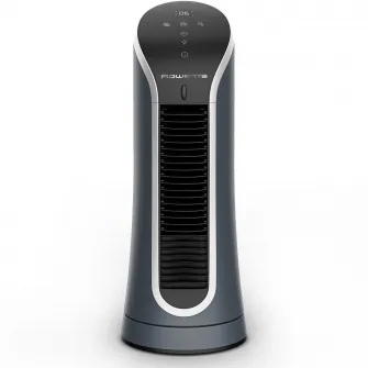 Ventilator mini turn Rowenta Eole Compact VU6220F0, 11W, 6 trepte de viteza, ecran LED, oprire automata, timer 8 ore, design compact, functie de noapte, negru & albastru
