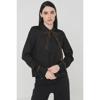 Vero Moda, Camasa supradimensionata cu cusaturi contrastante Sadie, Negru, Bronz, M