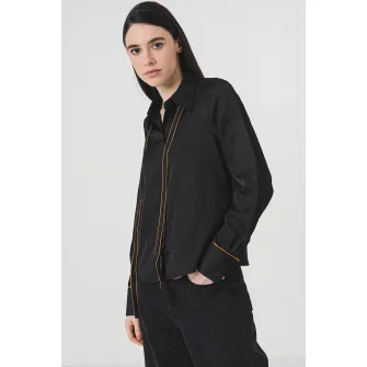 Vero Moda, Camasa supradimensionata cu cusaturi contrastante Sadie, Negru, Bronz, M