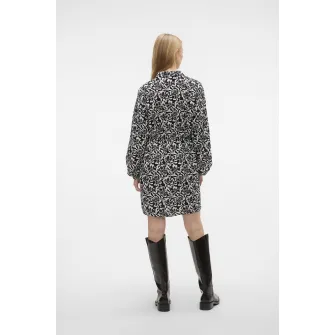 Vero Moda, Rochie mini cu imprimeu floral, Alb, Negru, XS