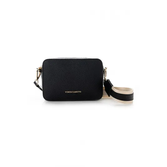 Vince Camuto, Geanta crossbody de piele ecologica, Alb fildes, Negru