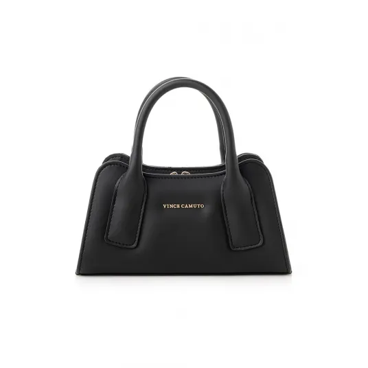 Vince Camuto, Geanta de piele ecologica cu bareta si fermoar, Negru