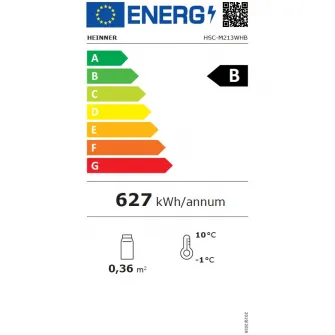 Vitrina frigorifica Heinner HSC-M213WHB, 213l, clasa B, lumina LED, 3 rafturi, termostat ajustabil, Alb
