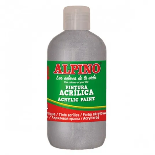 Vopsea acrilica rezistenta la apa Alpino, 250ml, argintiu metalizat