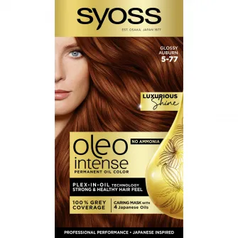 Vopsea de par permanenta fara amoniac Syoss Color Oleo Intense, 5-77 Saten Roscat Stralucitor, 115 ml