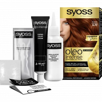 Vopsea de par permanenta fara amoniac Syoss Color Oleo Intense, 5-77 Saten Roscat Stralucitor, 115 ml