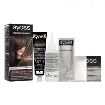 Vopsea de par permanenta Syoss Color Baseline 4-8 Saten Ciocolatiu, 115 ml